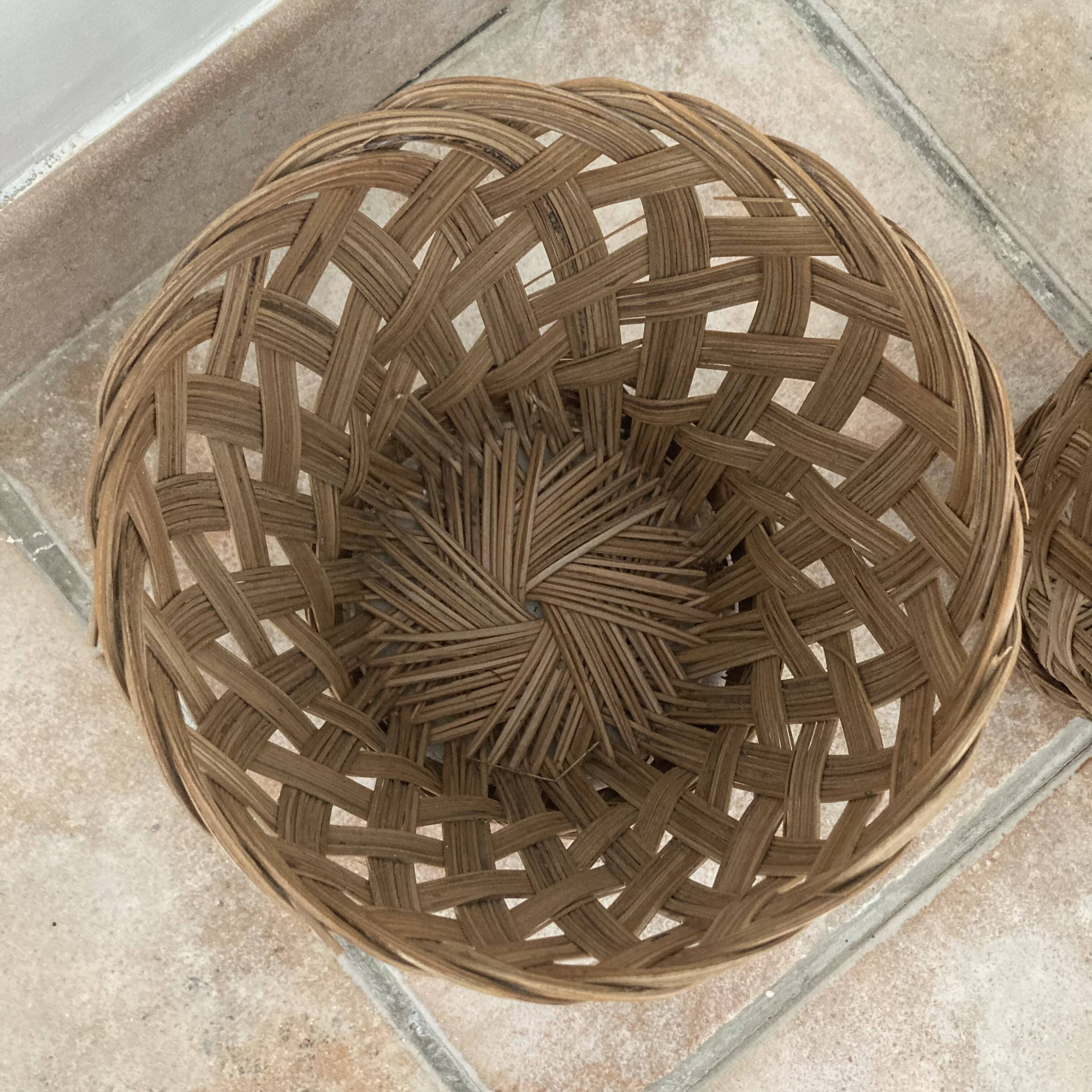 Vintage woven wicker plant pot cover