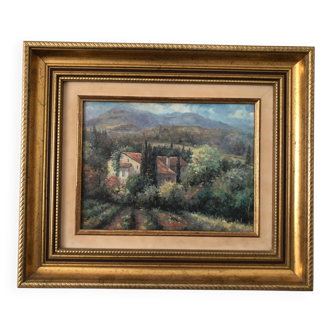 Painting 1/4 (reproduction) in superb golden frame, Vintage, France