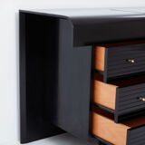 Commode laquée noire laiton signée Pierre Cardin 1980