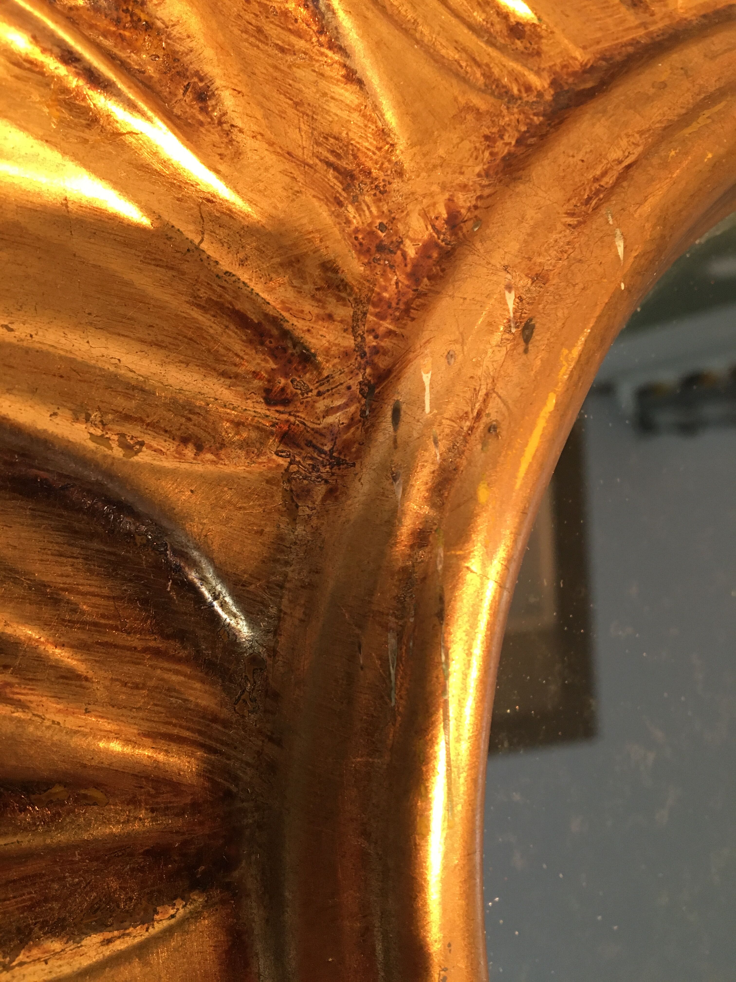 Golden wood sun mirror years 60