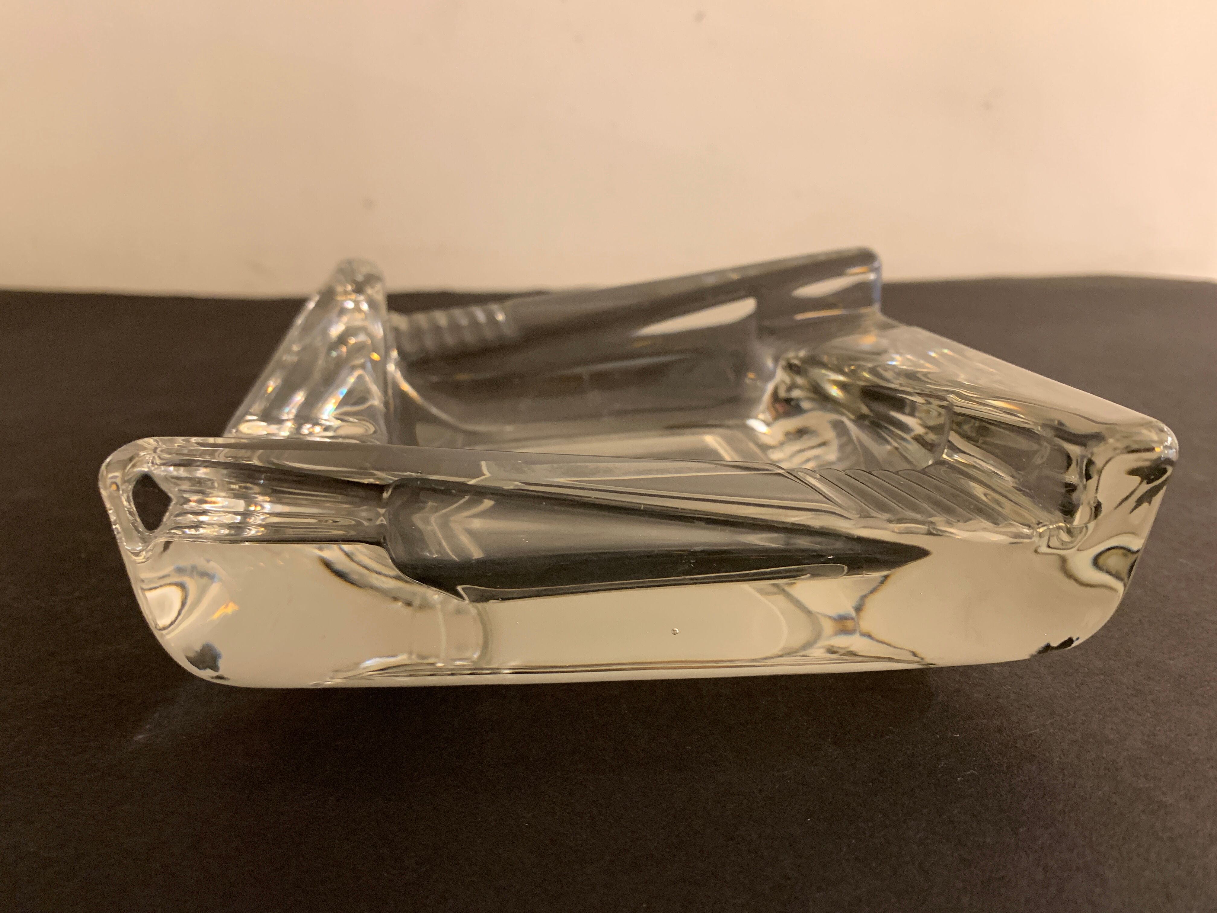Transparent moulded glass ashtray