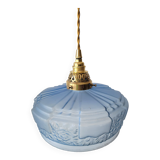 Art Deco pendant lamp in blue opaline