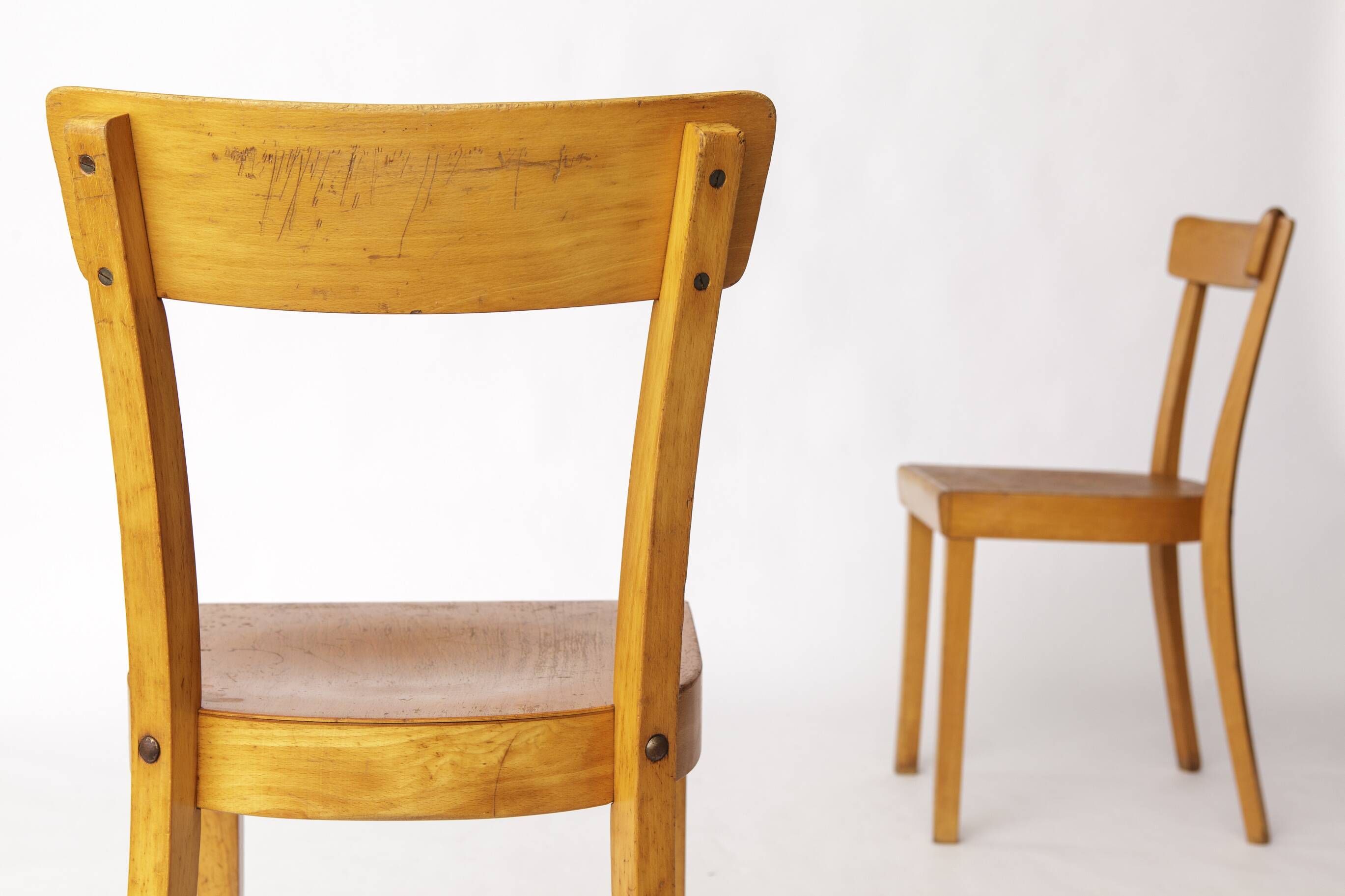 Pair of 1950s Frankfurt Dining Chairs, Germany – Refurbished Beechwood