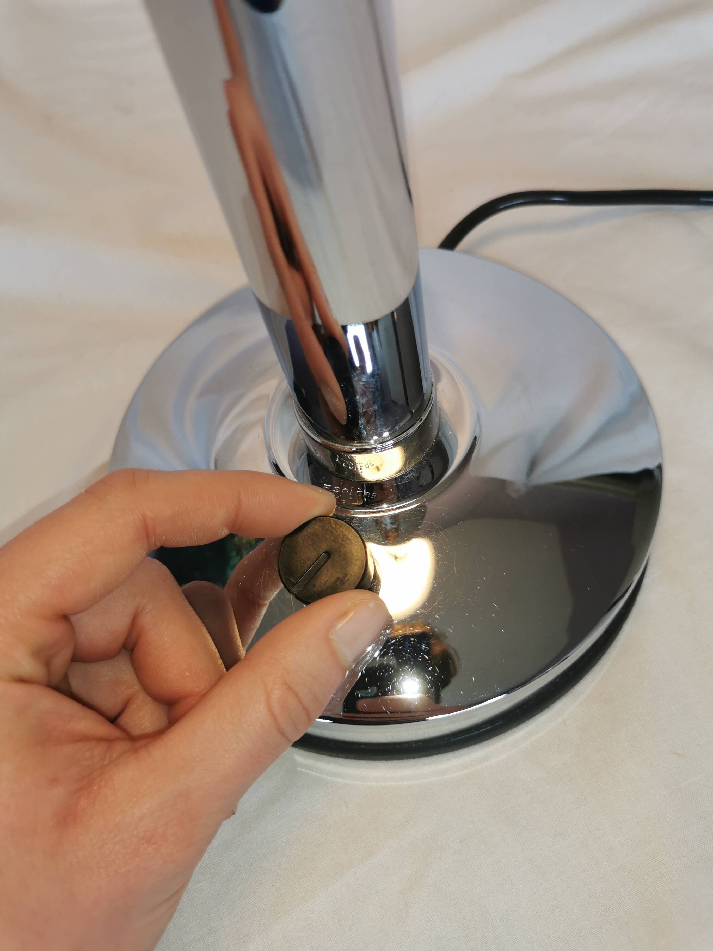 Large chrome and opaline lamp, Mazda and Ferdinand Solere, France, 1970