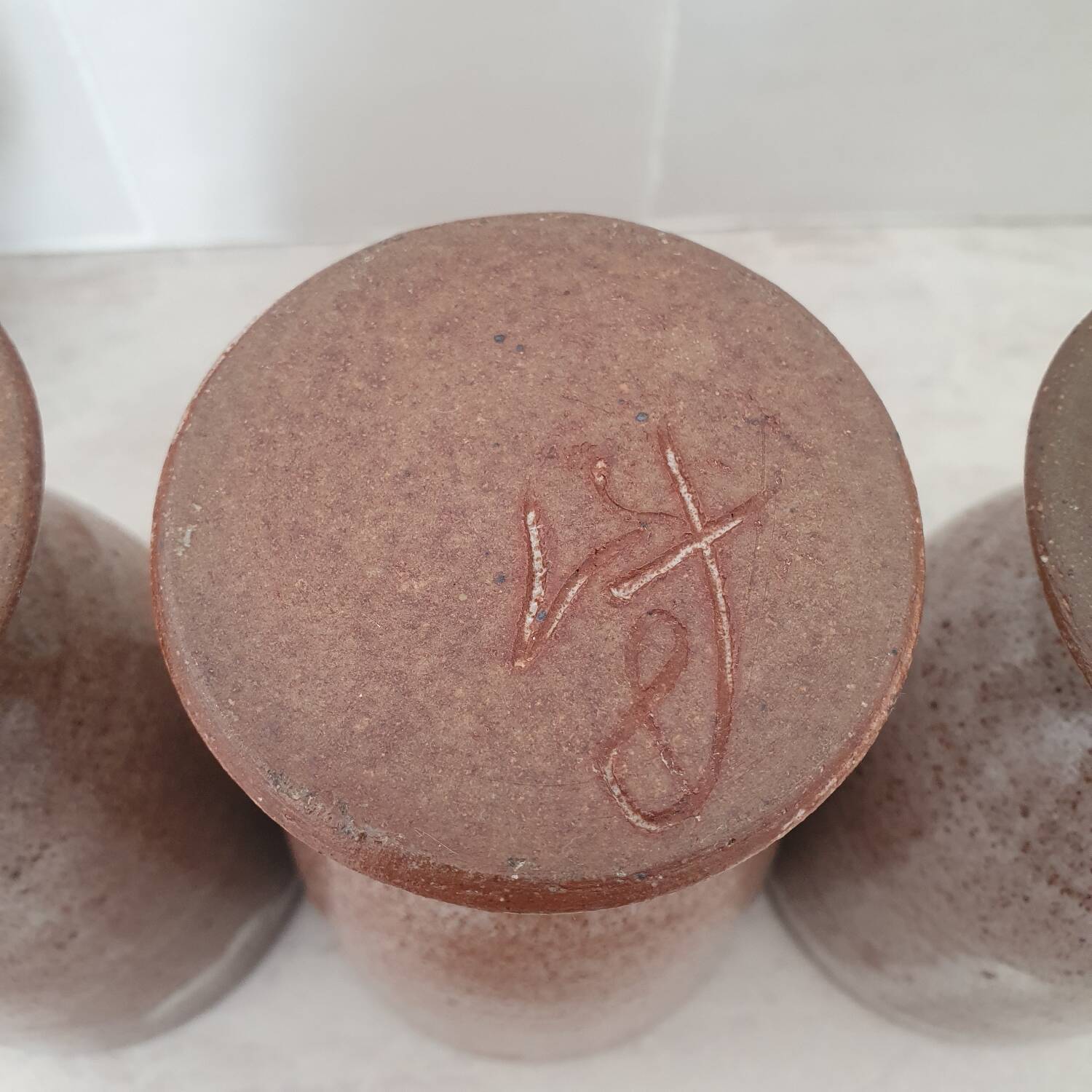 Signed stoneware cups or Mazagran