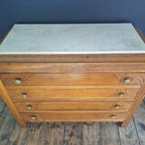 Art Deco commode, vintage antique piece with marble top.
