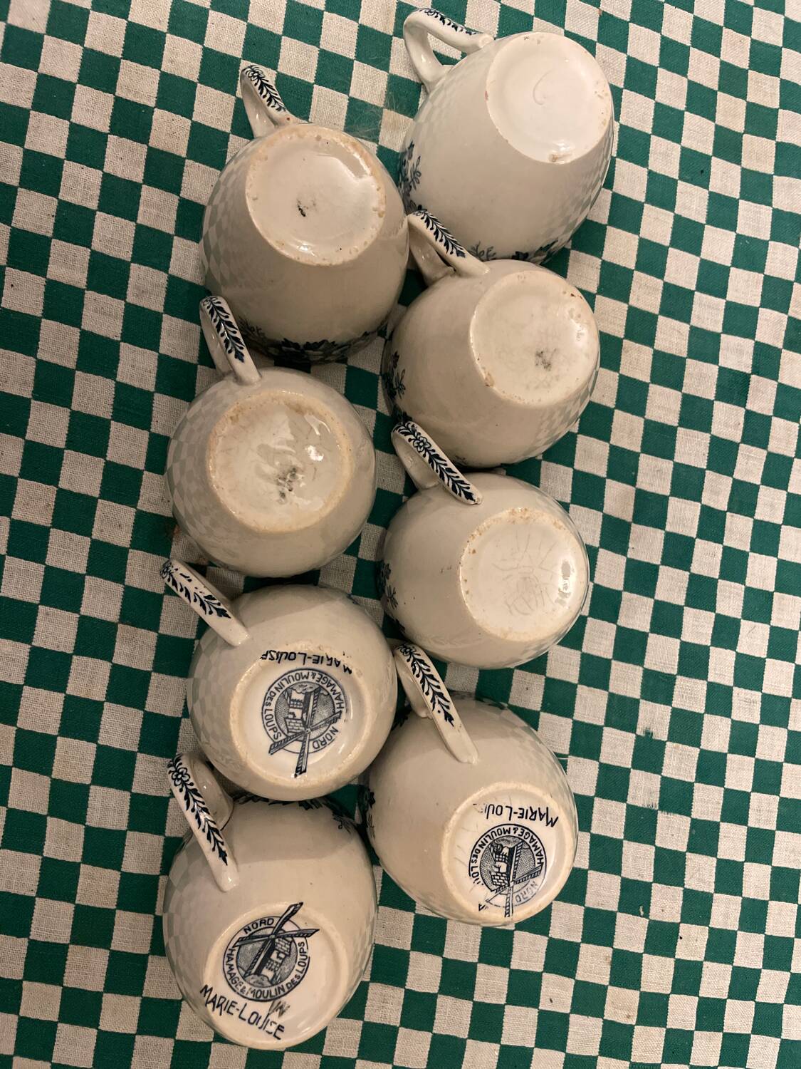Set of 8 Marie-Louise Nord Hamage Moulin des Loup coffee cups
