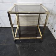Brass and smoked glass side table from the 70s