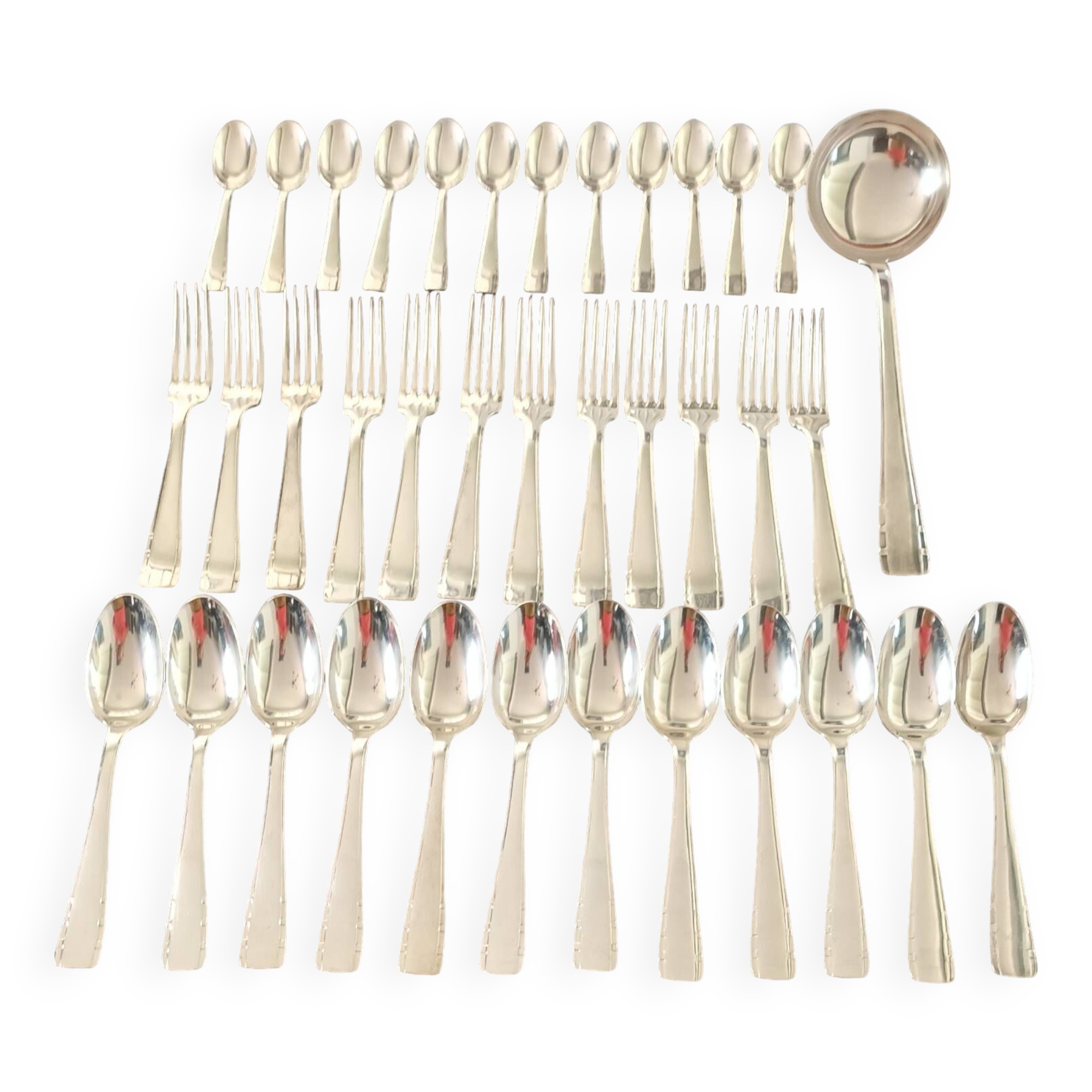 Silver metal cutlery set 37 pieces, 84g punch