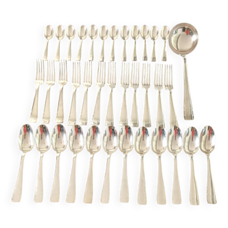 Silver metal cutlery set 37 pieces, 84g punch