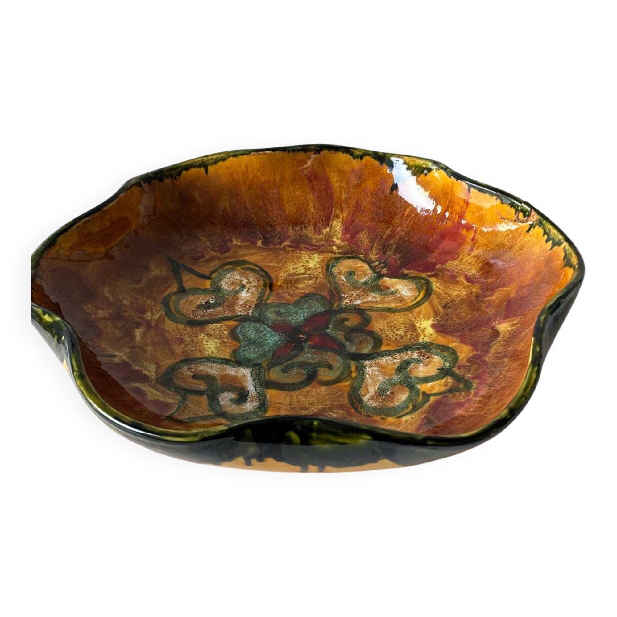 Bowl, ceramic plate by Yvon Roy, 1960s