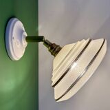 Vintage wall lamp with white and gold granite glass shade