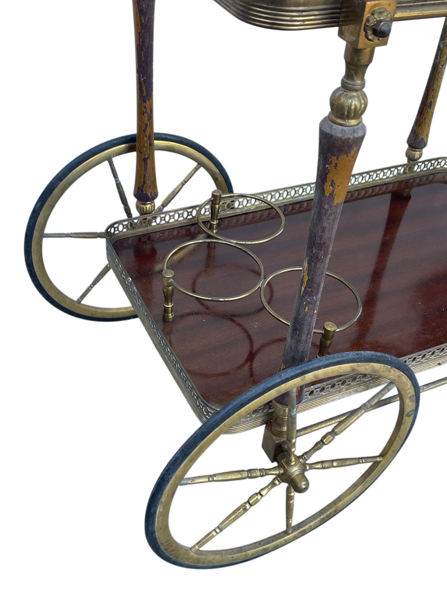 Bar drinks trolley in brass and wood from Maison Jansen