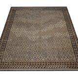 Brown & Khaki Geometric Kilim Rug, Handwoven Wool Carpet 302 x 239 cm