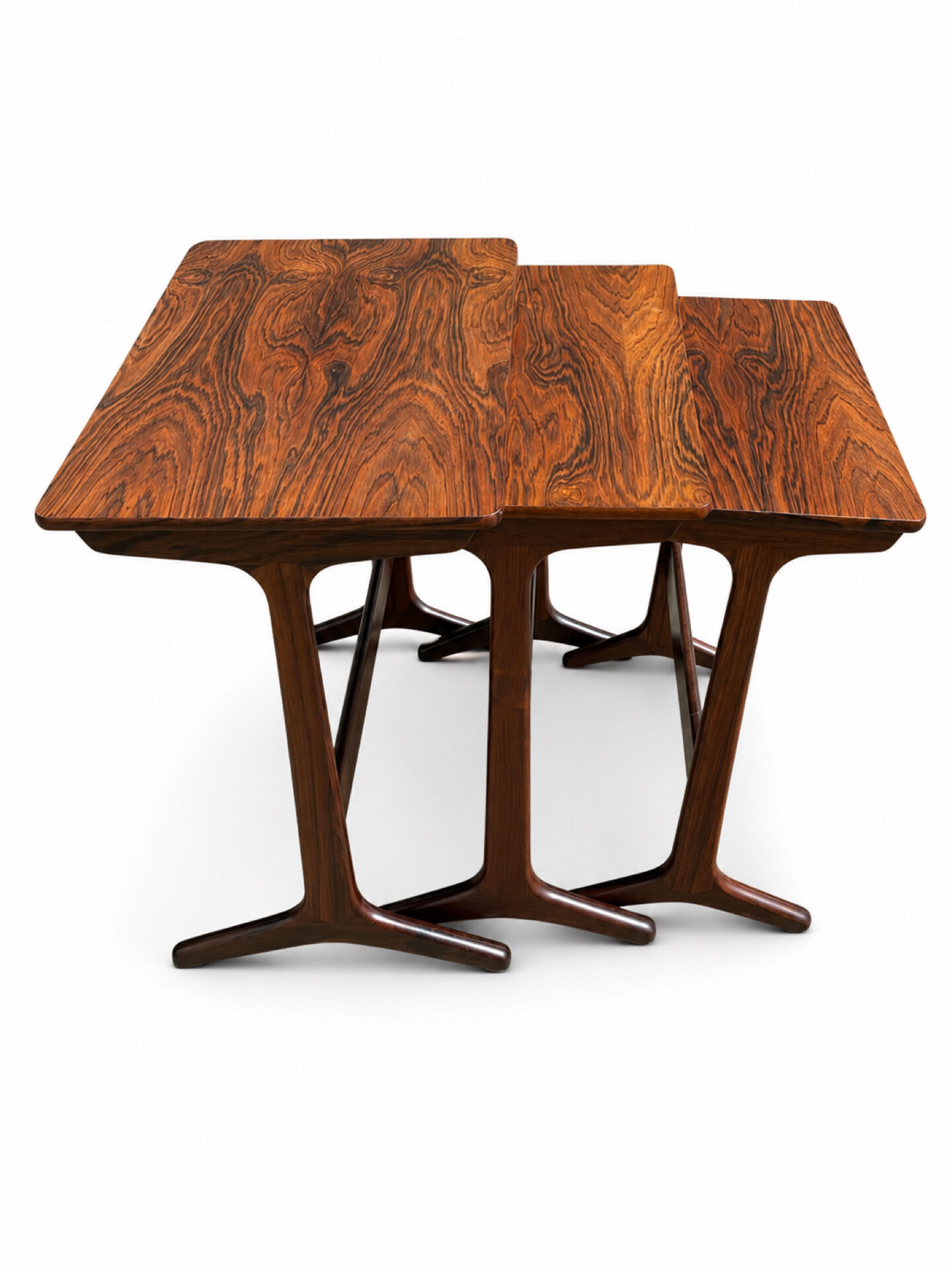 Nesting tables in rosewood by Kai Kristiansen
