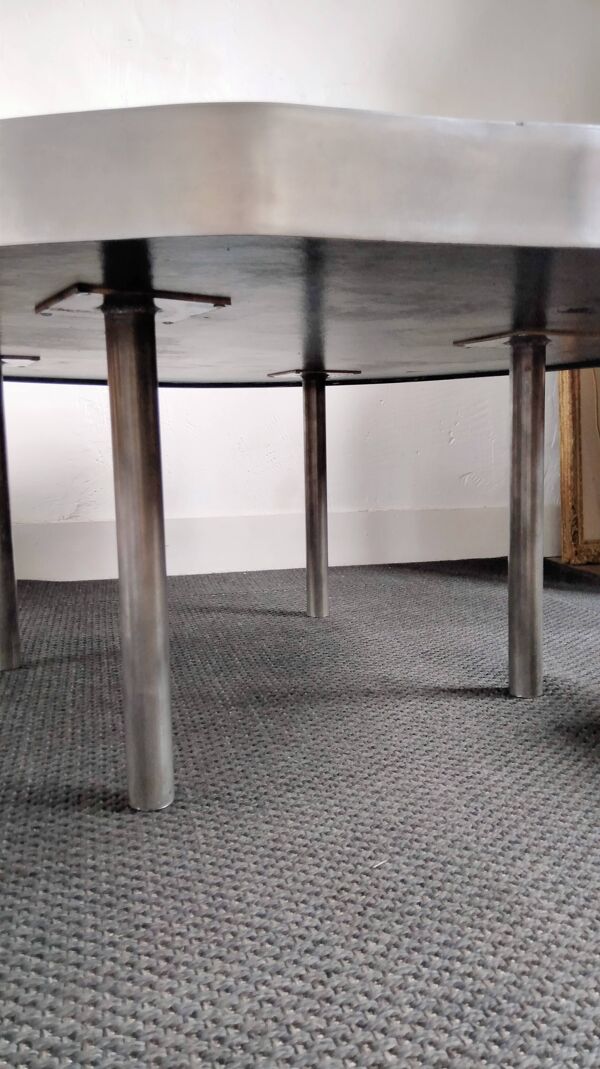 Table basse en onyx et aluminium