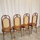 Lot de 4 chaises de salle à manger vintage en bois courbé : dossier en rotin, style Thonet