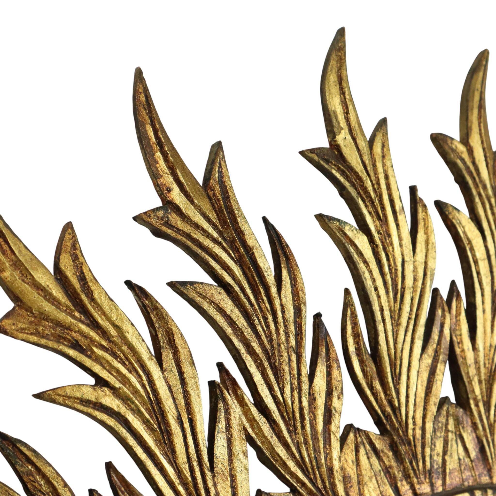 Large Rare Wooden Sun Mirror Sunburst Gold Leaf XL 86cm