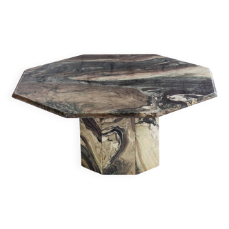 Octagonal coffee table in Cipollino Italian marble, 1980