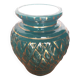 Old vallauris vase green ceramic & vintage gold decor #a798