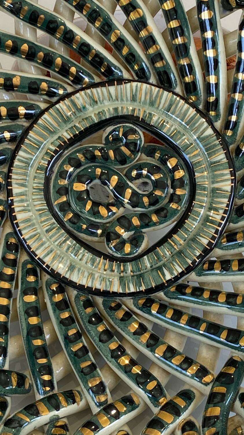 Large woven and twisted ceramic basket, Fase, Vallauris