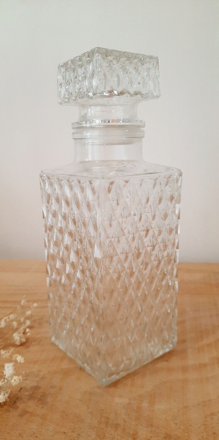 Carved glass decanter