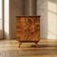 Pair of vintage Czechoslovak bedside cabinets with burl veneer, mid-century modern, 45 × 34 × 45 cm