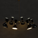 Italian chandelier with black diabolo shades