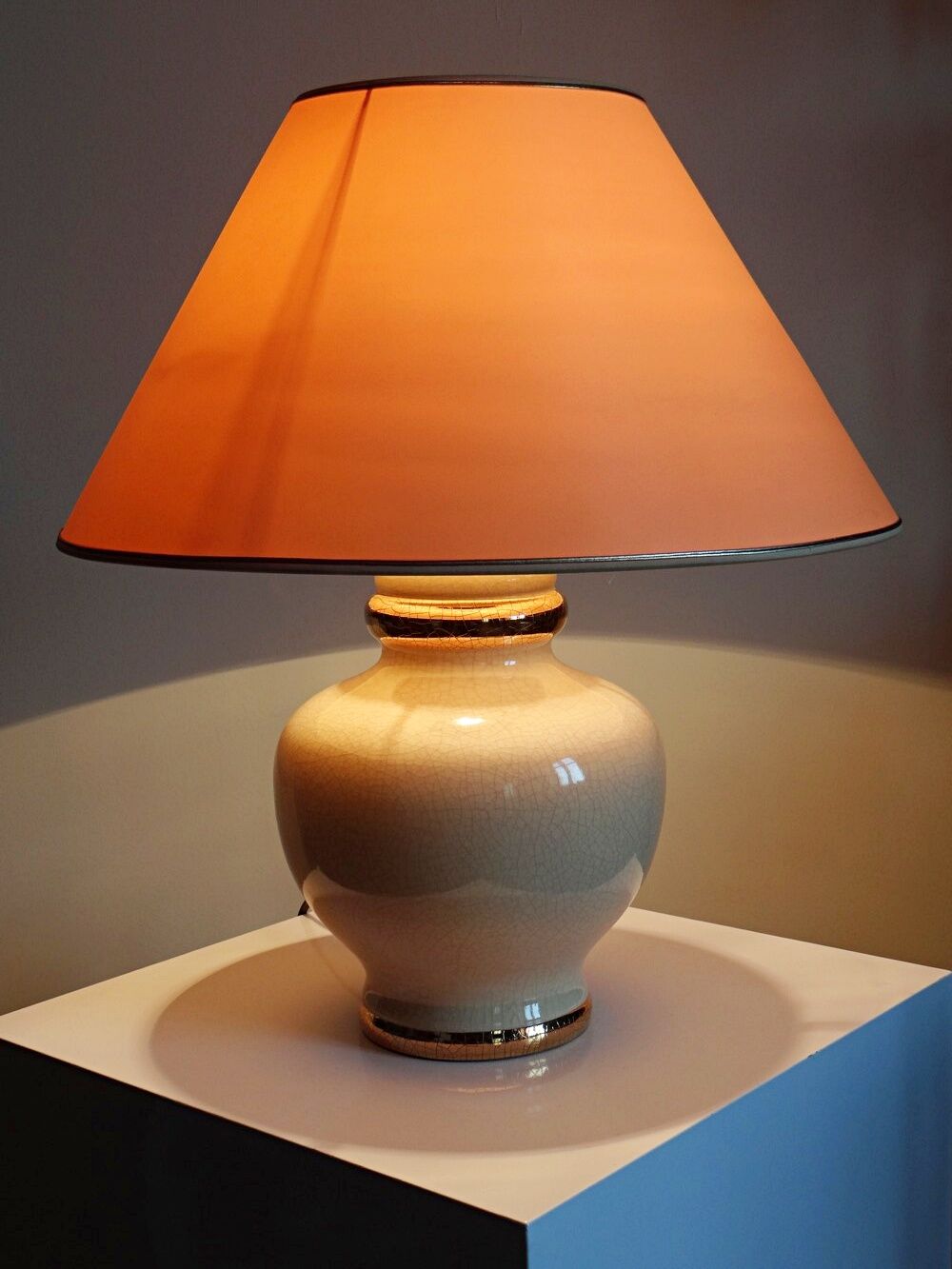 Cracked earthenware lamp Le Dauphin "Dynasty" Panama vintage 80s-90s