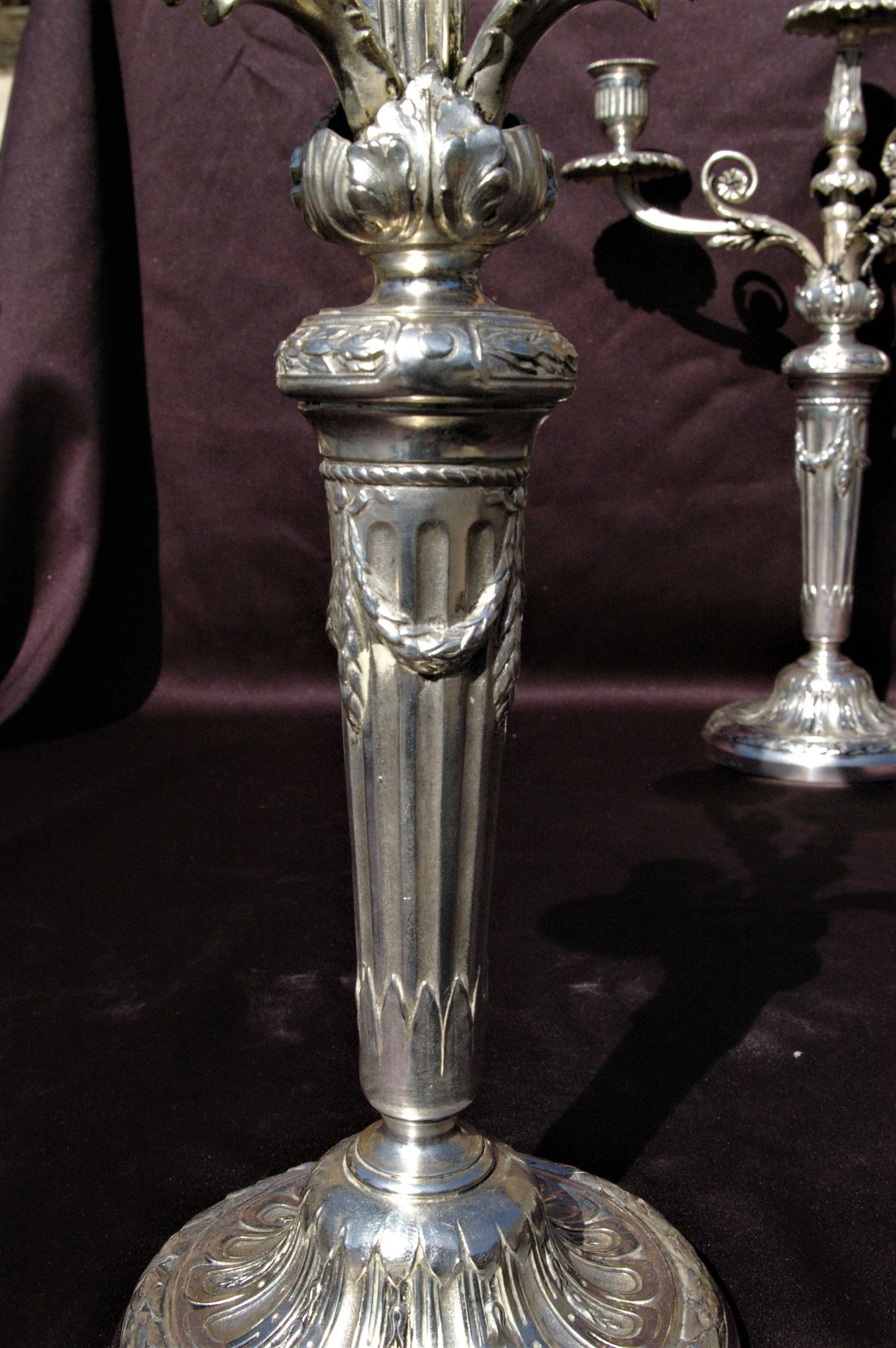 Gallia Christofle Paire 2 Candelabras Chandeliers Silver Bronze Louis XVI H45cm