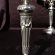 Gallia Christofle Paire 2 Candelabras Chandeliers Silver Bronze Louis XVI H45cm