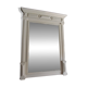 Miroir ancien biseauté, cadre en bois et stuc patiné gris perle.