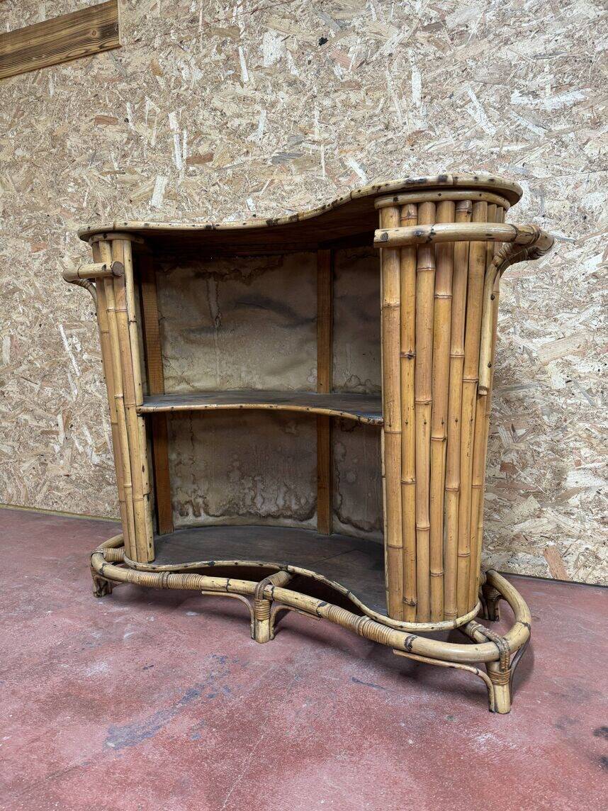 Vintage bar in rattan & bamboo - 70's spirit - Authentic patina