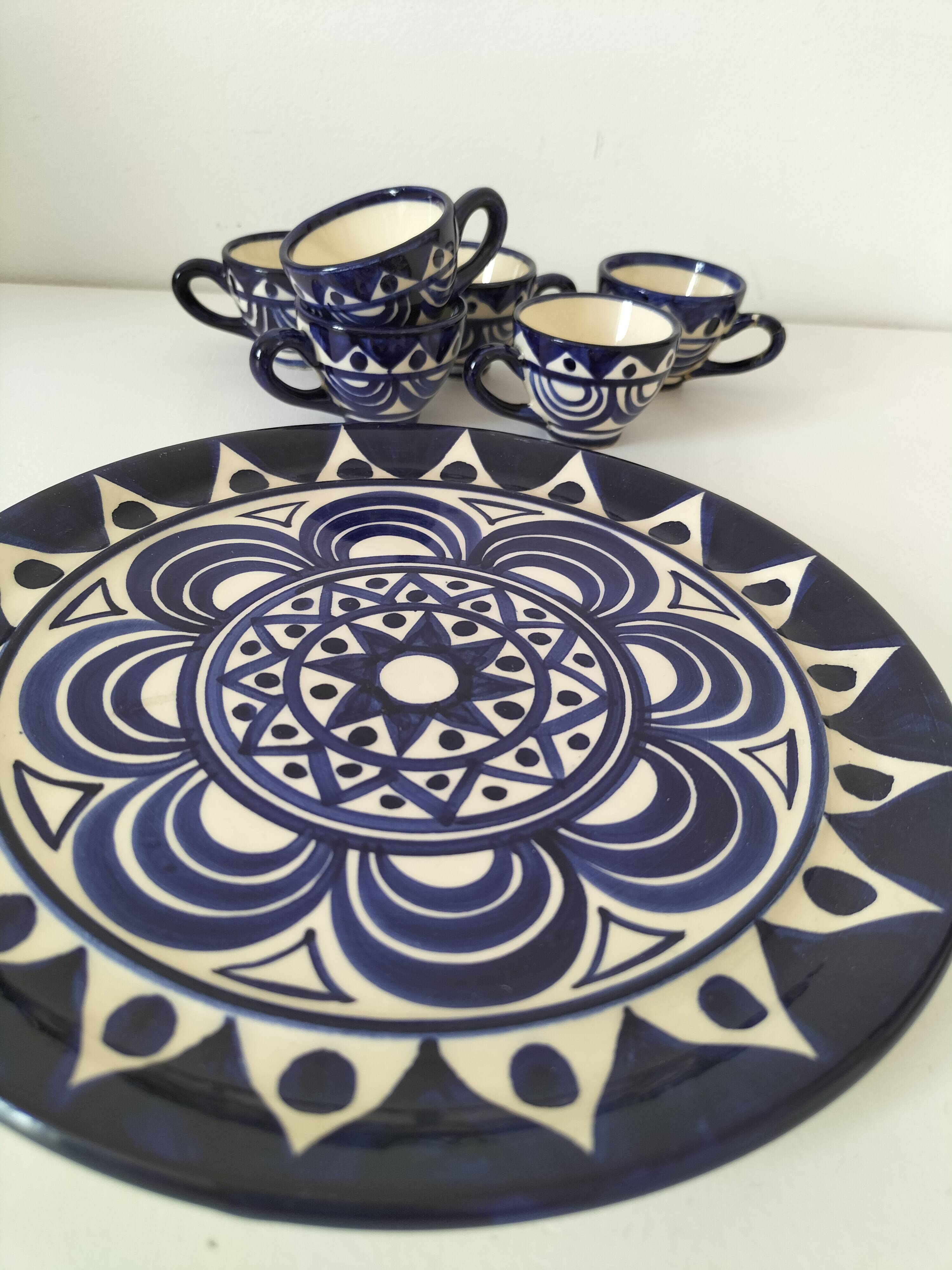 Tray and 6 vintage mini cups – St Jean de Bretagne – Model 1003