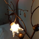 Wrought iron floor lamp and glass paste lampshade