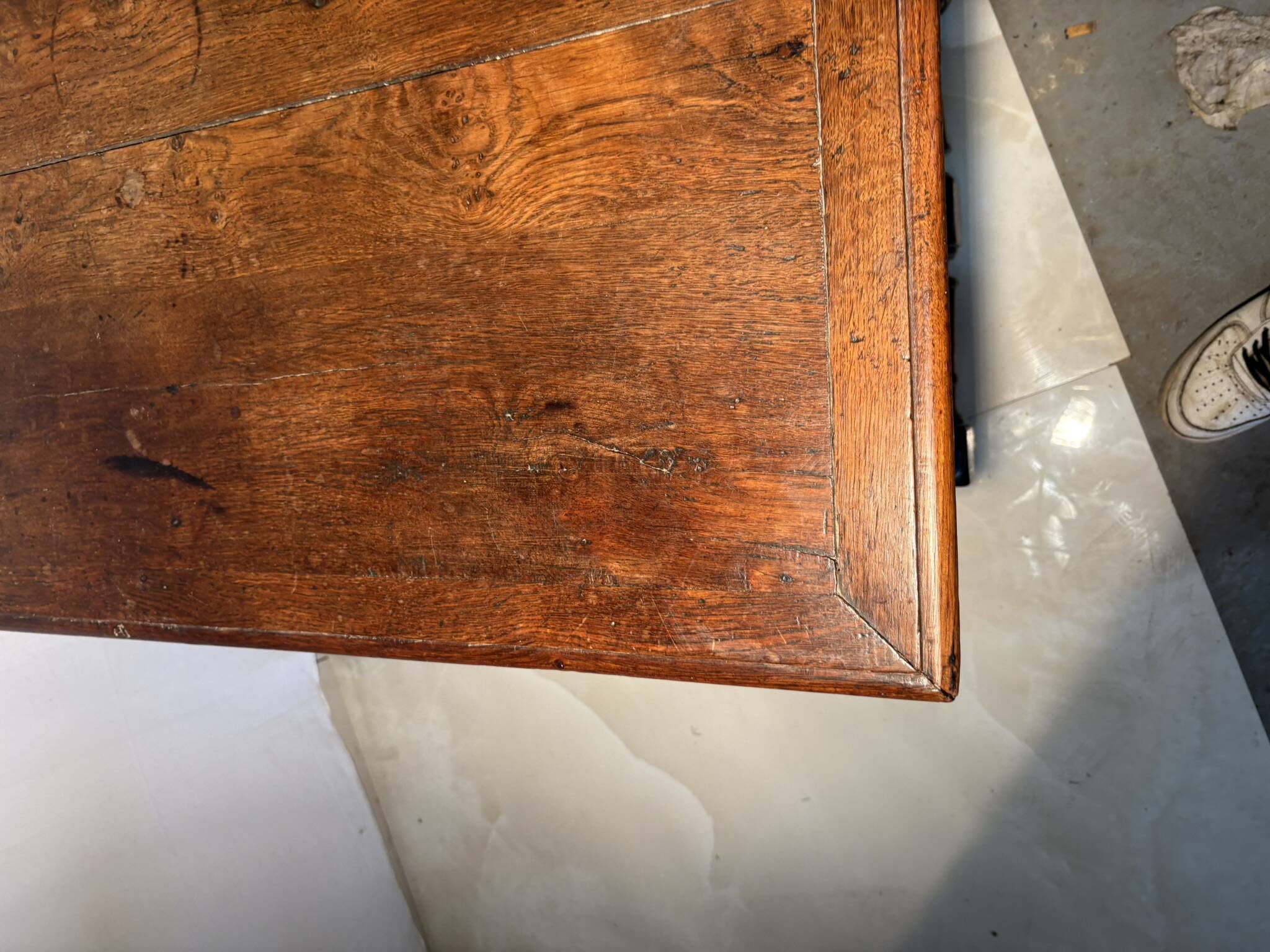 Antique solid wood table with turned legs