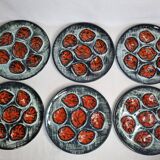 Set of six plates, oyster set, Pornic, 25 cm