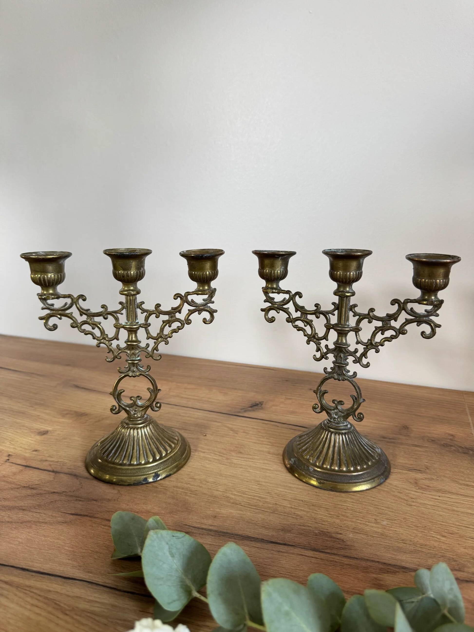 Pair of brass candlesticks