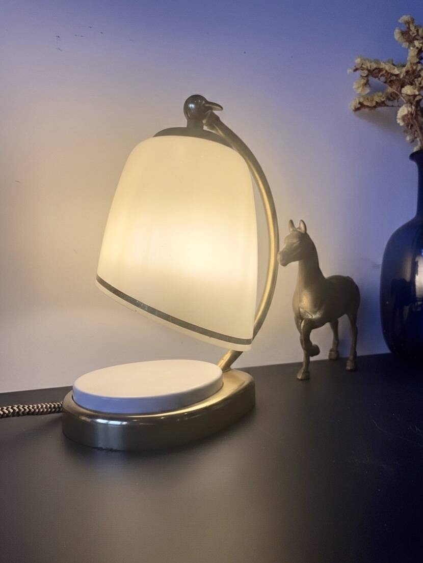 Bauhaus / Modernist lamp brass/bakelite & opaline Mid Century 1940-50