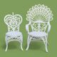 Fauteuil et chaise Peacock en rotin blanc, 1970