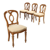 Chaises anciennes en noyer avec rembourrage en crin de cheval, Italie, XIXe siècle