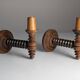 Pair of Charles Dudouyt French Turned Wood Wall Sconces, 1940s