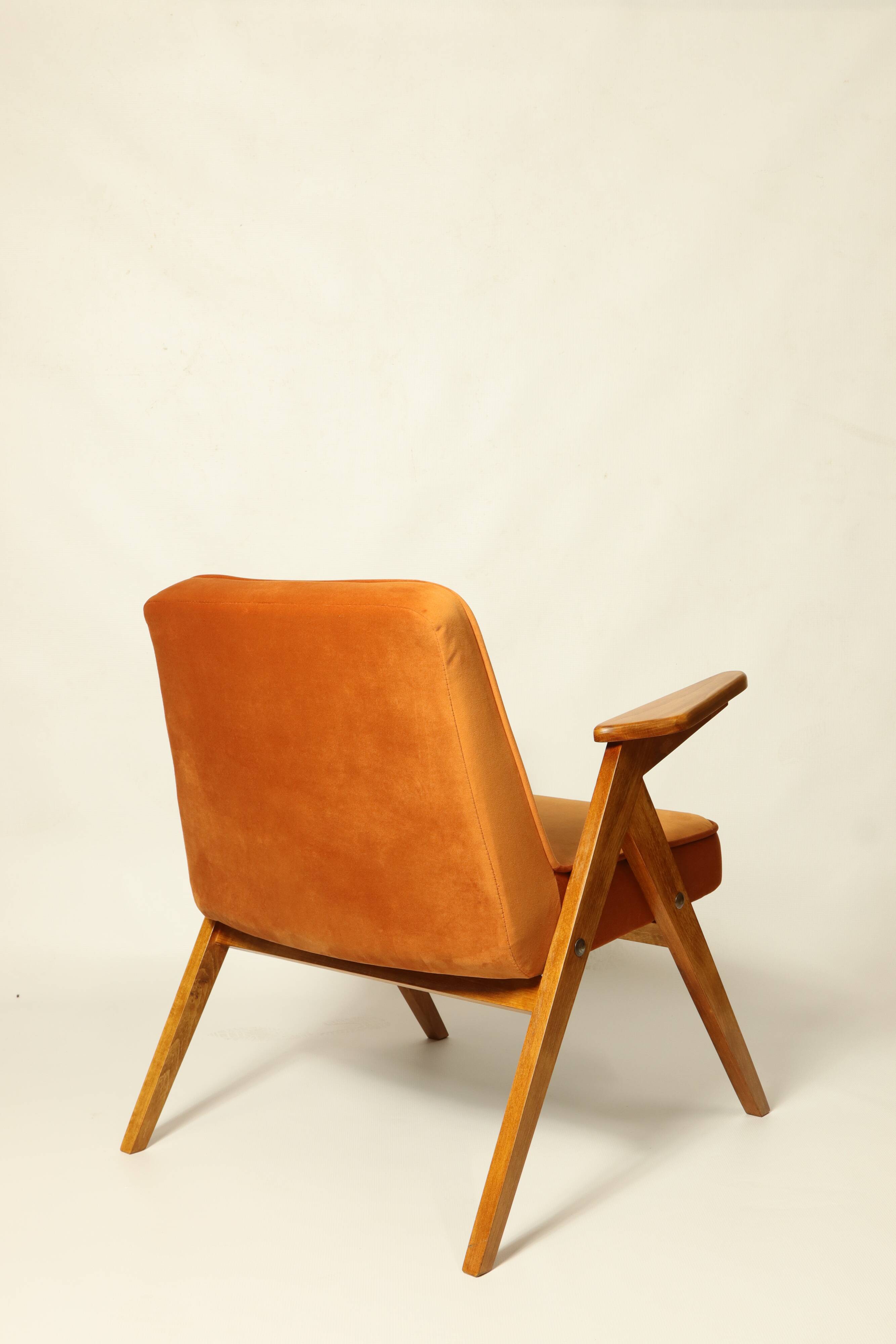 Fauteuil Lounge Vintage Burt Orange par J. Chierowski, 1960, Design Scandinave