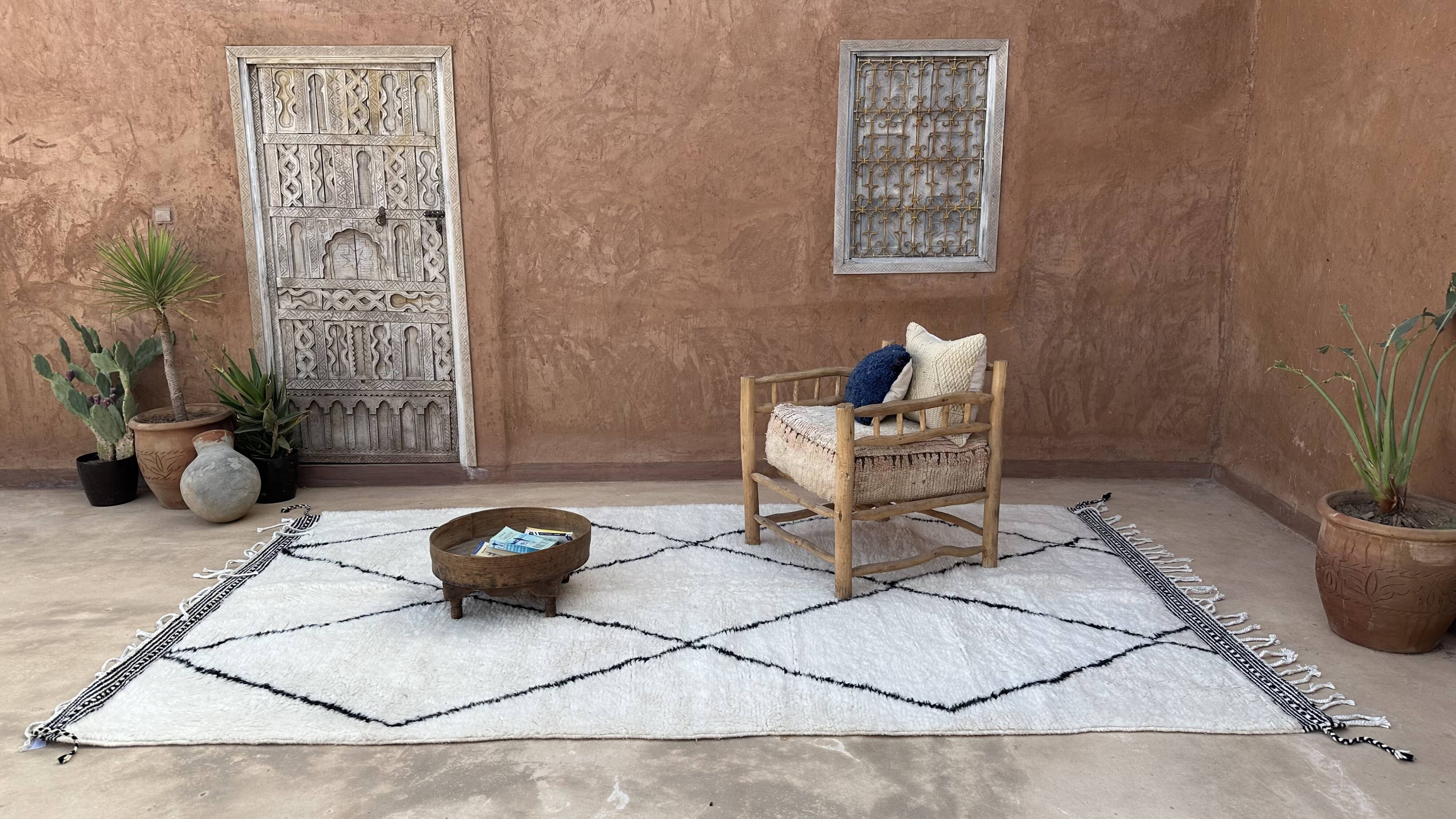 Tapis Marocain Beni Ourain blanc - 347 x 202 cm