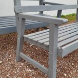Pair of old wooden park garden benches