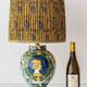 Table lamp in ceramic, Italian Renaissance, Cantagalli style, circa 1880-1900.