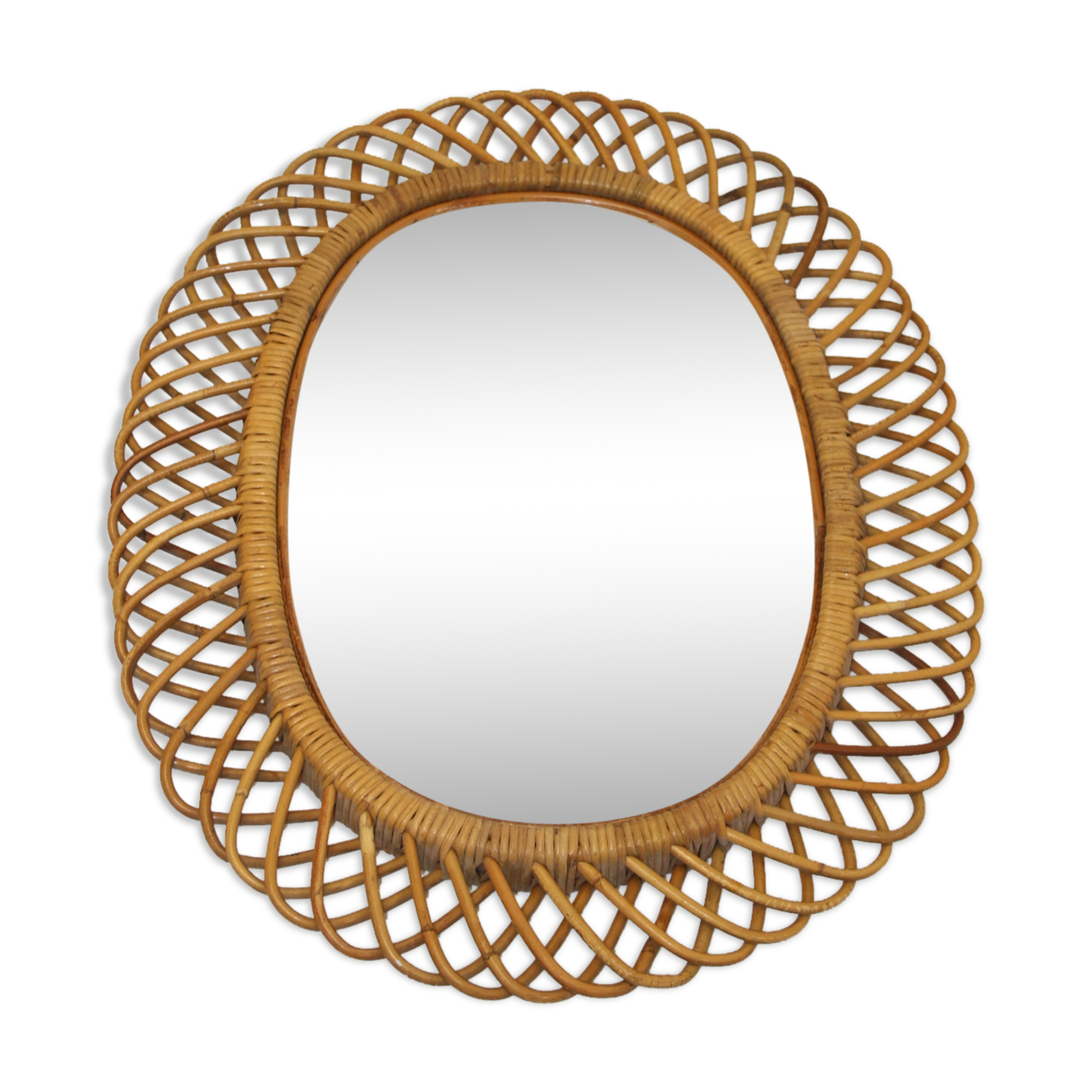 Miroir ovale en bambou