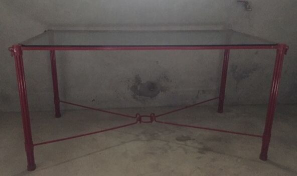 Glass and wrought iron desk table