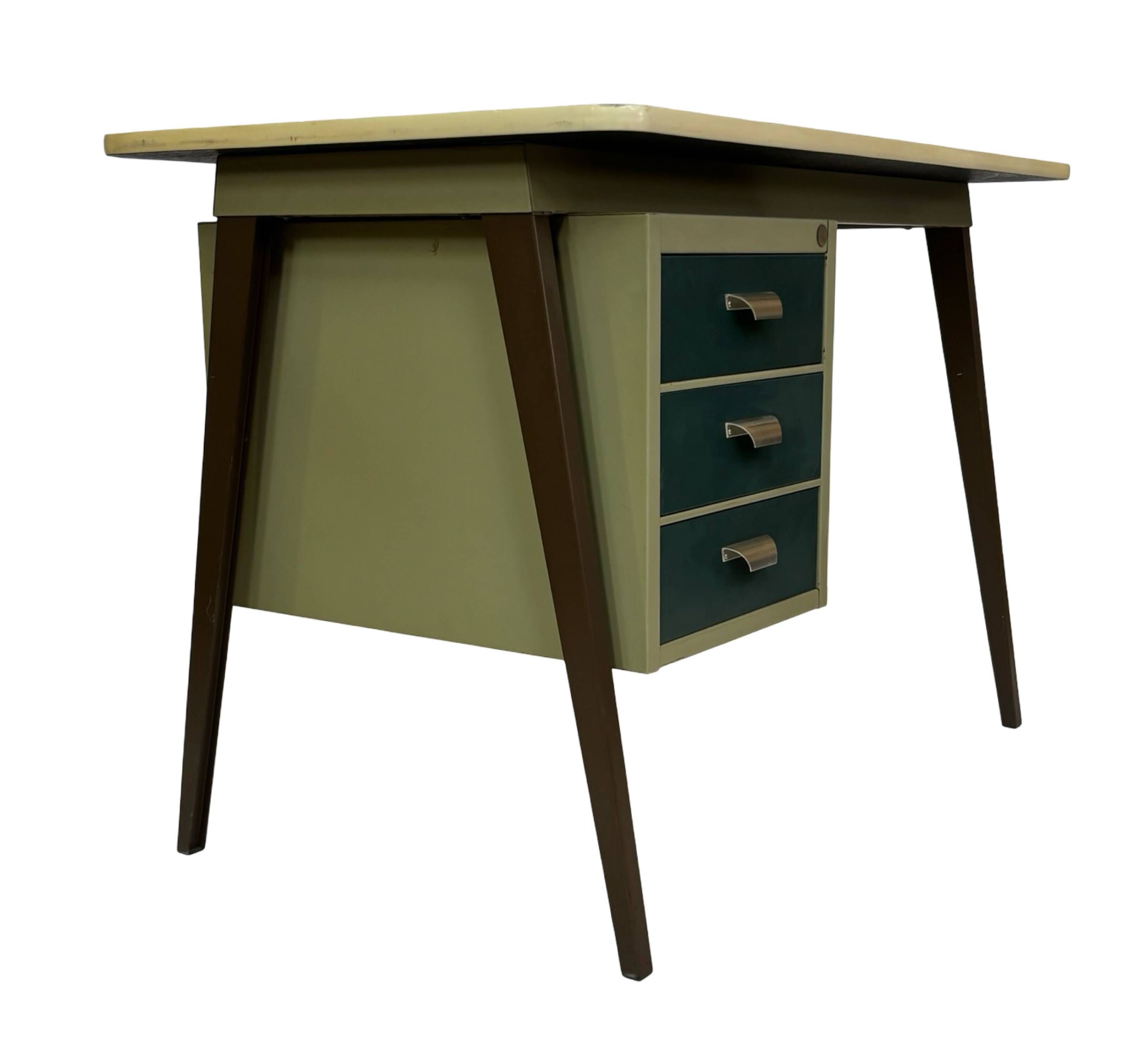 Vintage industrial Drentea Roomsteel desk 1960s metal design