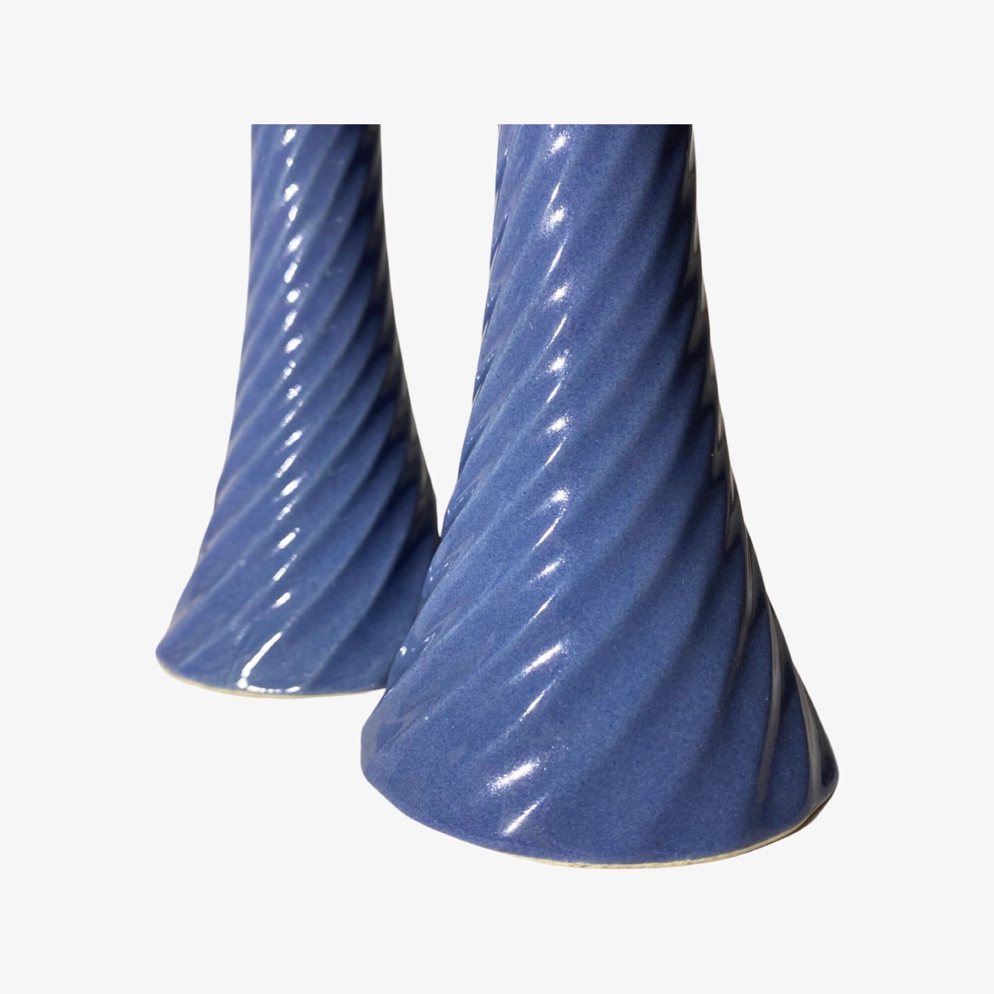 60s Babyblue Candlestick Holders | Set of 2 Handmade Vintage Candle Holders From Denmark